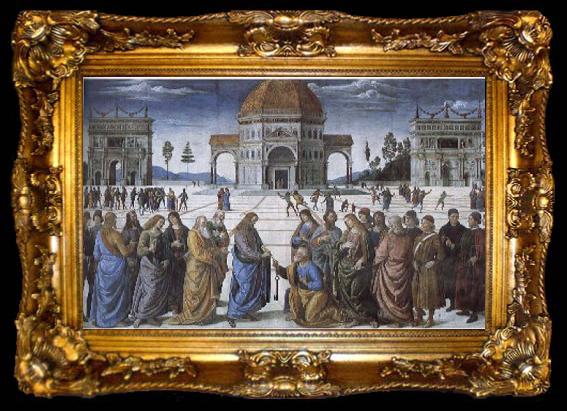 framed  Pietro Perugino Christian kingdom of heaven will be the key to St. Peter
